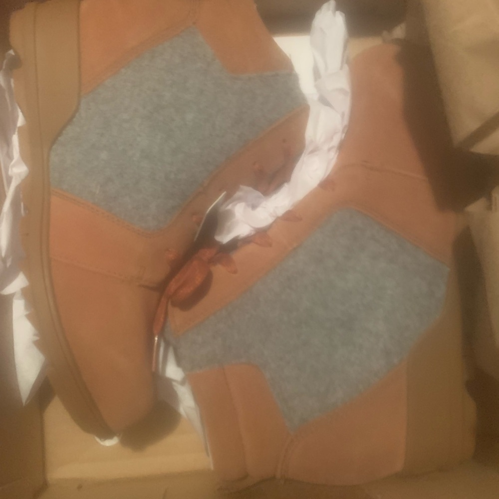 Sorel wedge booties blue jean and brown brand new